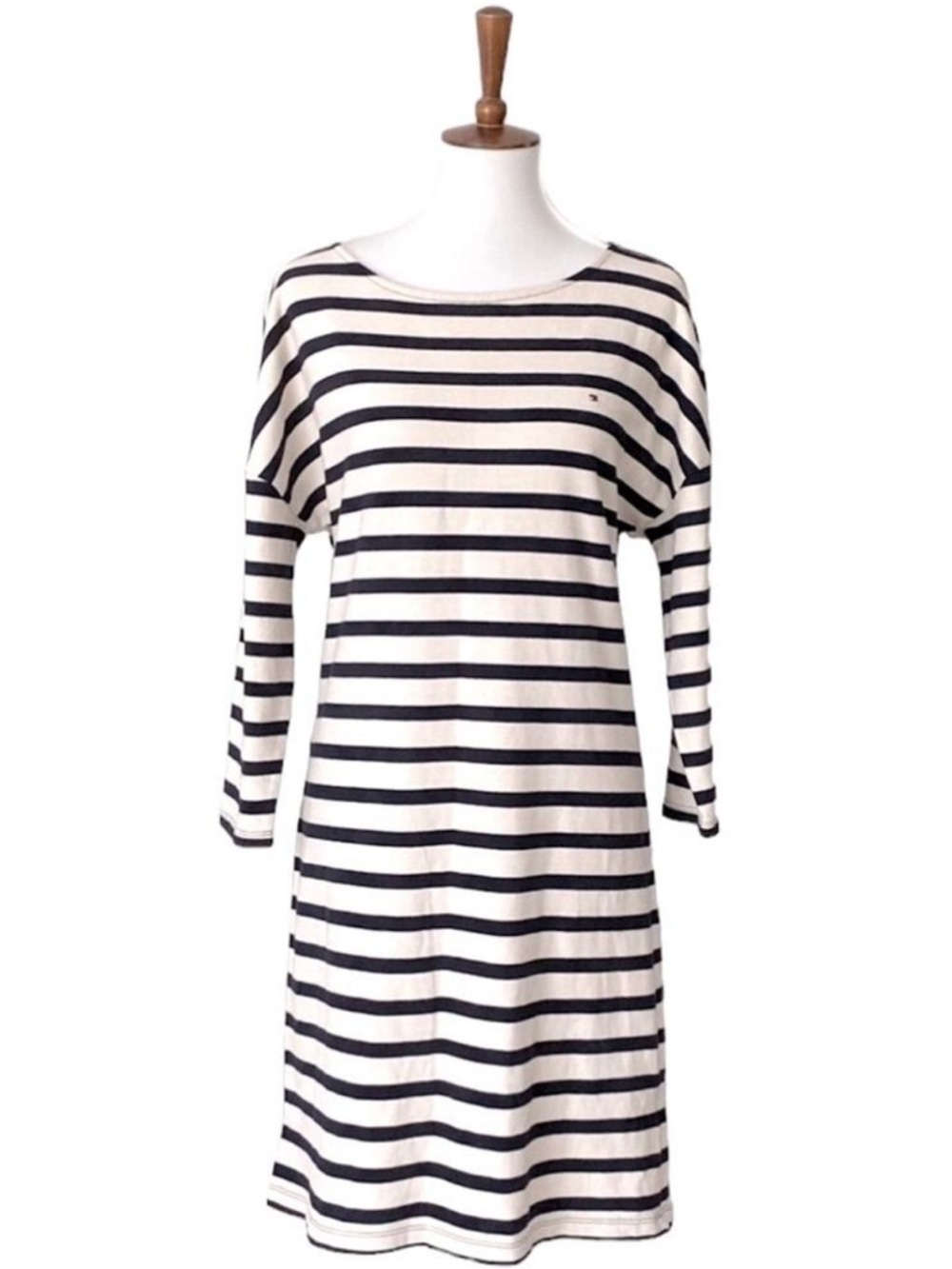 Tommy Hilfiger Dress Large Spring Cotton Classic Preppy Nautical Stripes Knit